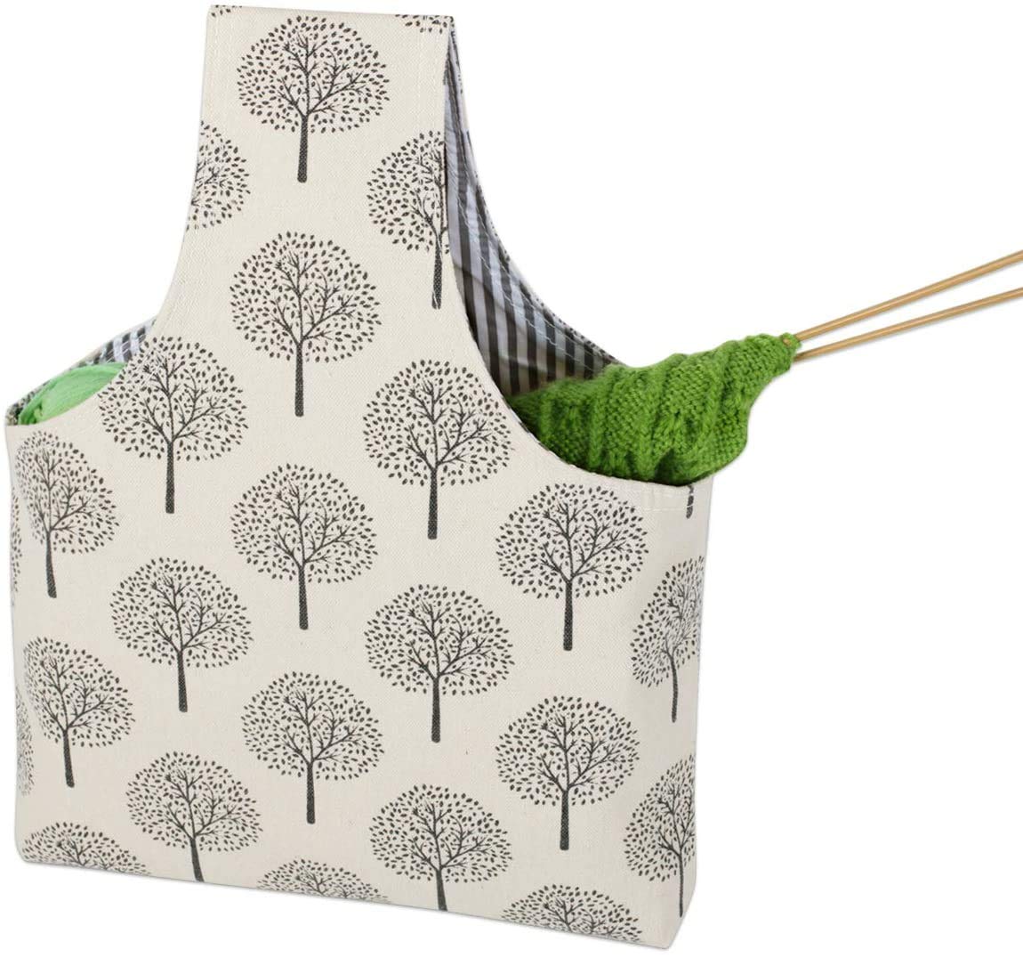 Teamoy Knitting Tote Bag, Travel Project Wrist Bag for knitting Needles(up to 11 Inches), Yarn and Crochet Supplies, Multipurpose, Perfect Size for Knitting on The Go (Small, Tree)