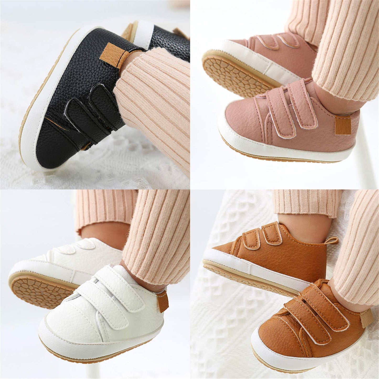 RVROVIC Baby Boys Girls Sneakers Anti-Slip Oxford Loafer Flats Infant Toddler PU Leather Soft Sole Baby Shoes(12-18 Months,Toddler,3-White)