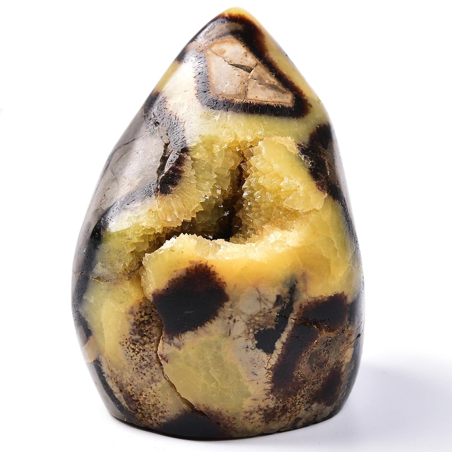 MOGEMT Septarian Geode Rock Healing Crystal Cluster Septarium Irregular Home Decoration Specimen Large 1-1.5 Lbs