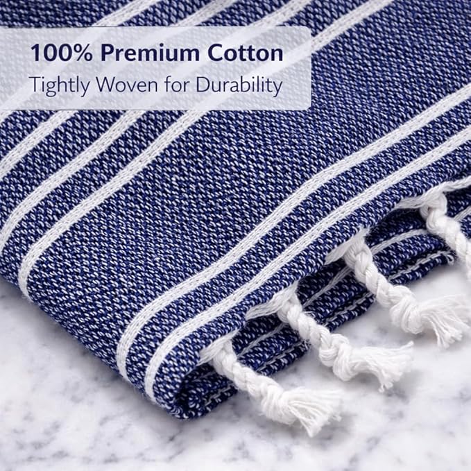 Clotho 4 Pack Navy Blue Turkish Hand Towels