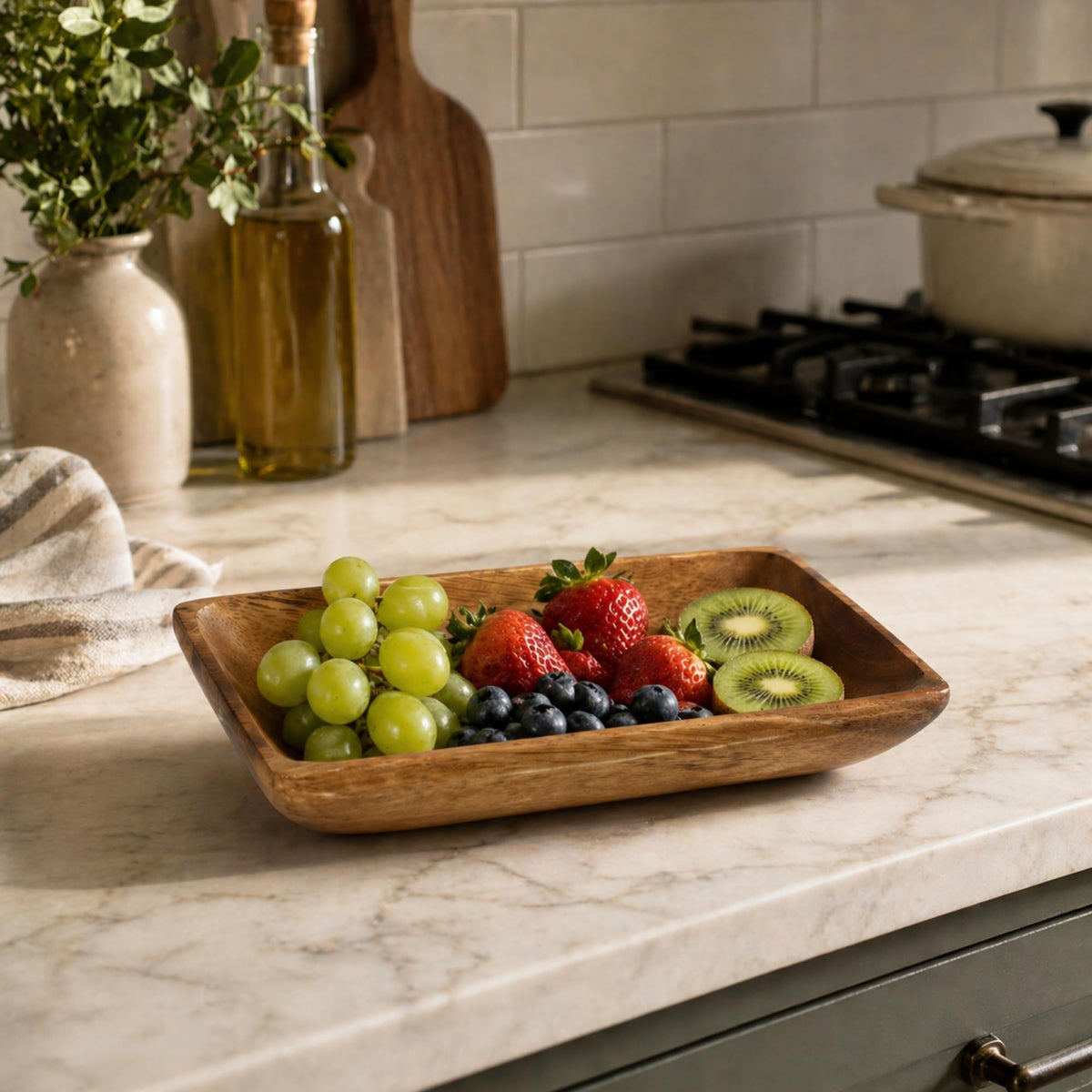 Handcrafted Acacia Wood Rectangular Bowl – Made in Hawaii – Eco-Friendly Wooden Serving Dish – Durable, Food-Safe, Heat-Resistant – Flared Design – Multiple Sizes (8x5x1.5 inch)