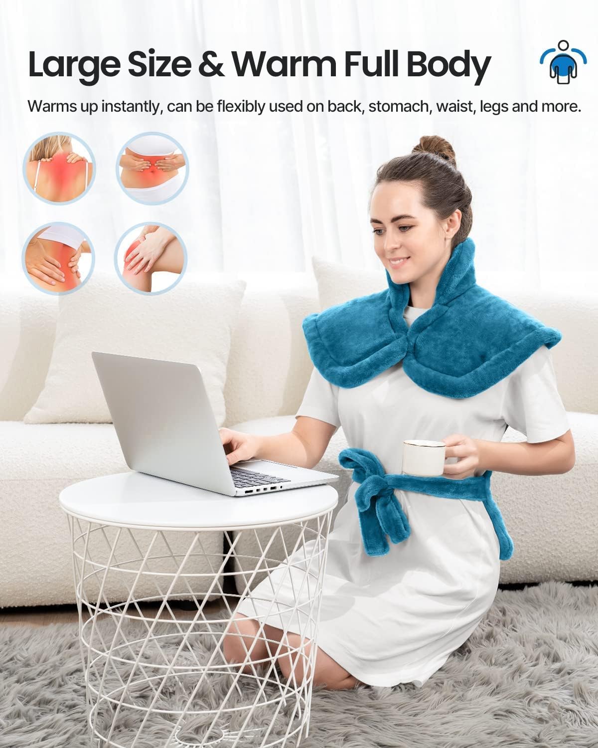 RENPHO Electric Heating Pad for Back Pain Relief, Birthday Christmas Gifts for Women Men Mom Dad Elderly, FSA Eligible Items Only List, Large Heat Pad for Neck Shoulders, 24"x33", ETL Certified, Gray