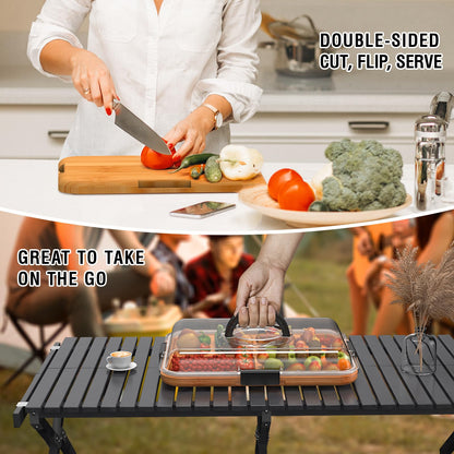 Renmxj Charcuterie Board with Clear Lid, Travel Portable Cheese Board Charcuterie Boxes Cutting Boards for Kitchen, House Warming Gifts New Home, Gifts for Women (5 Compartments Black)