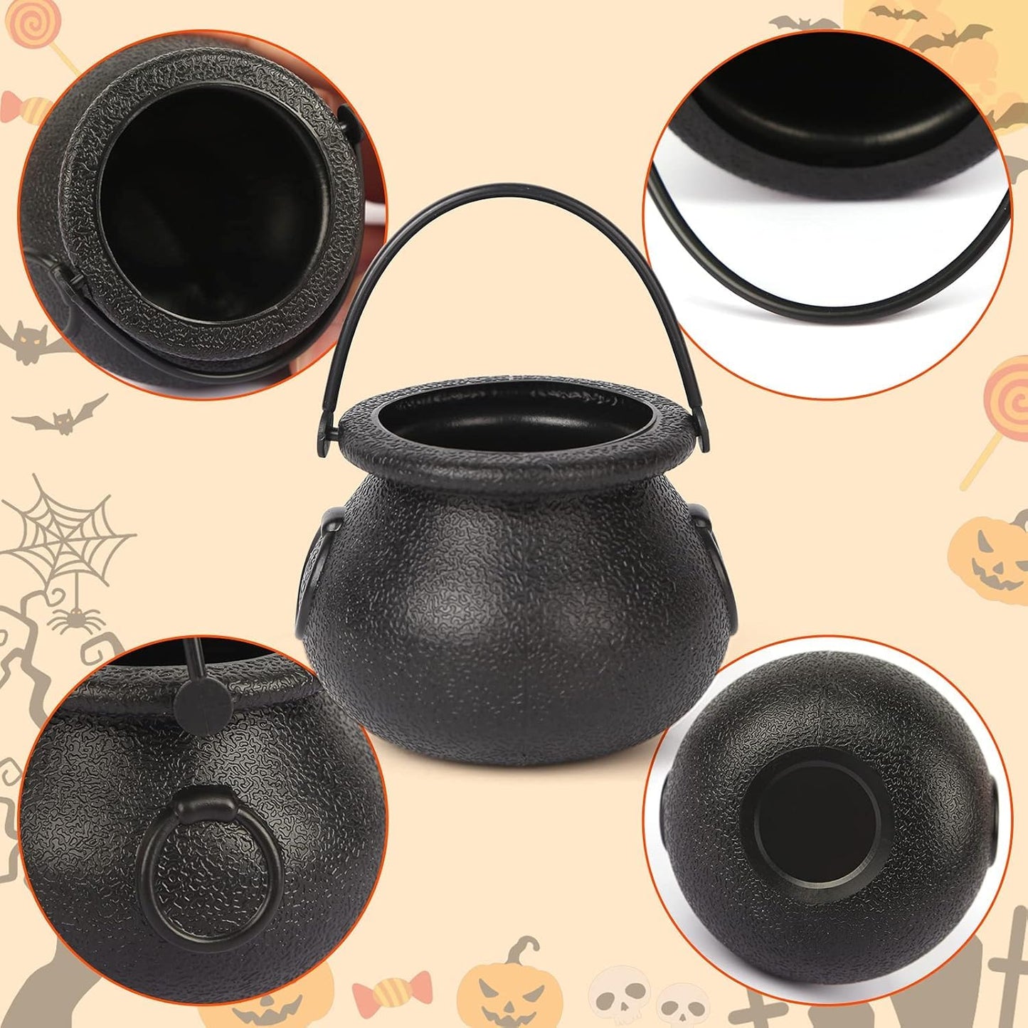 MCPINKY Small Halloween Candy Buckets, 12PCS Mini Portable Pumpkin Bucket Candy Bowl Holders for Kids Trick Or Treat Party Favor