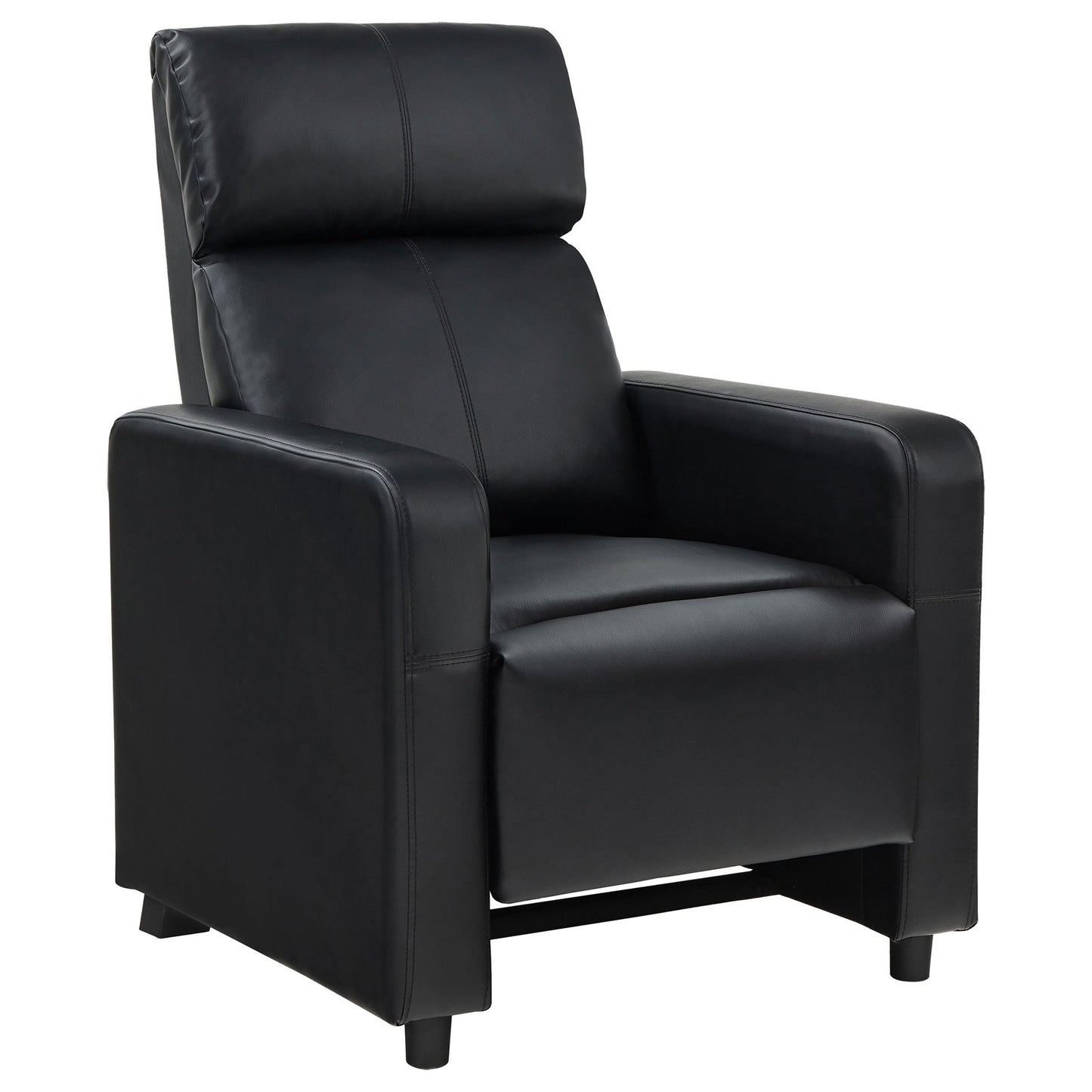 Coaster Home Furnishings - Toohey - Leatherette Upholstered Push Back Recliner Chair with Plush Headrests, Padded Armrests, and Pocket Coil Cushions - Living Room - 30-Inch - Black - 600181