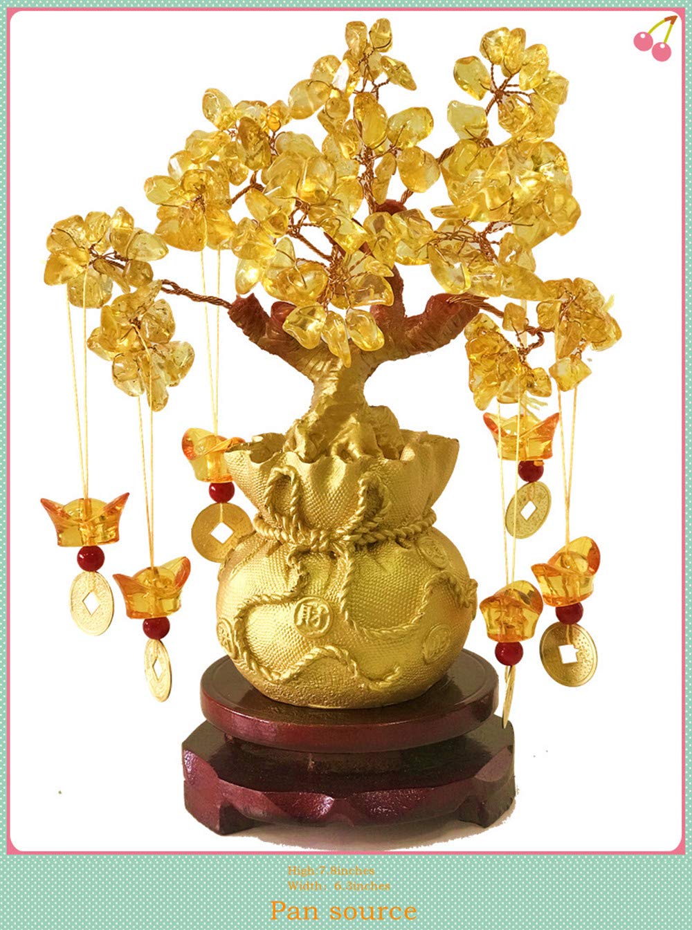 Picmoo Feng Shui Citrine Money Tree and Crystal Faucet Tree - Chinese Dragon Fortune Gift (Gold)