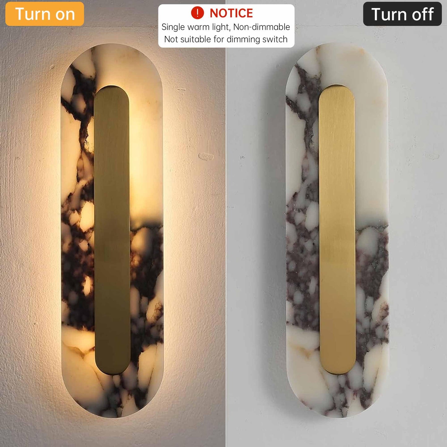 YMDHFS Alabaster Wall Sconce Oval Marble Wall Mount Light Gold Design Bathroom Vanity Light Natural Stone LED Warm Light for Living Room Bedroom Dining Room Hallway Indoor Lighting