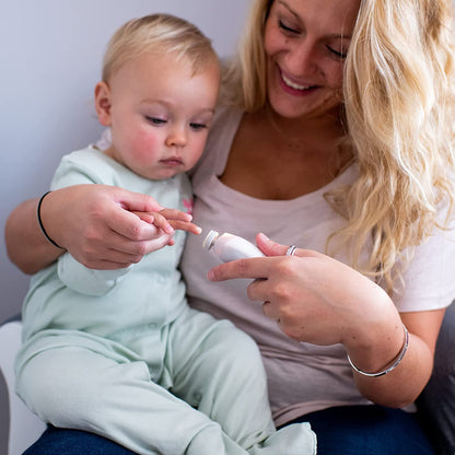 Tommee Tippee Electric Baby Nail File, with Six Filing Heads for Baby and Adult Use, Battery-Powered Infant Nail Clipper with LED Light and Adjustable Speed and Direction Settings