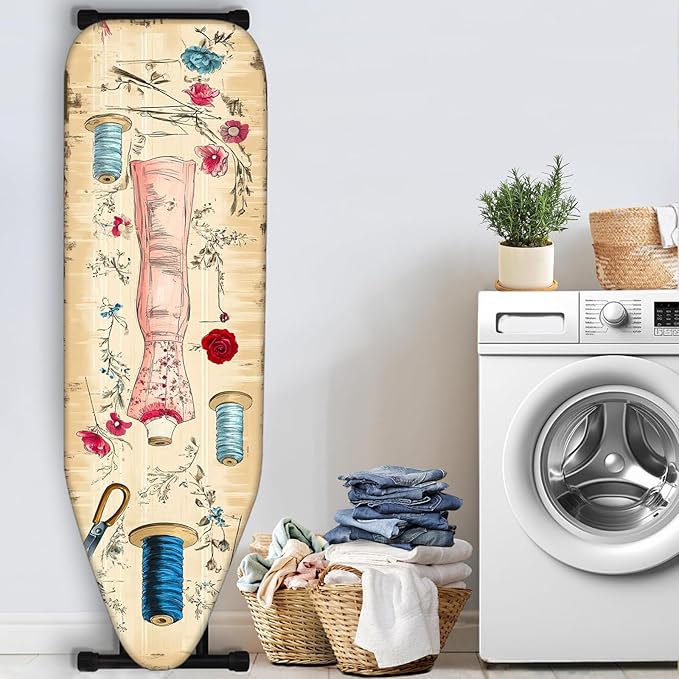 Nuxovilar Vintage Sewing and Floral Pattern Ironing Board Cover, 18×49 inch