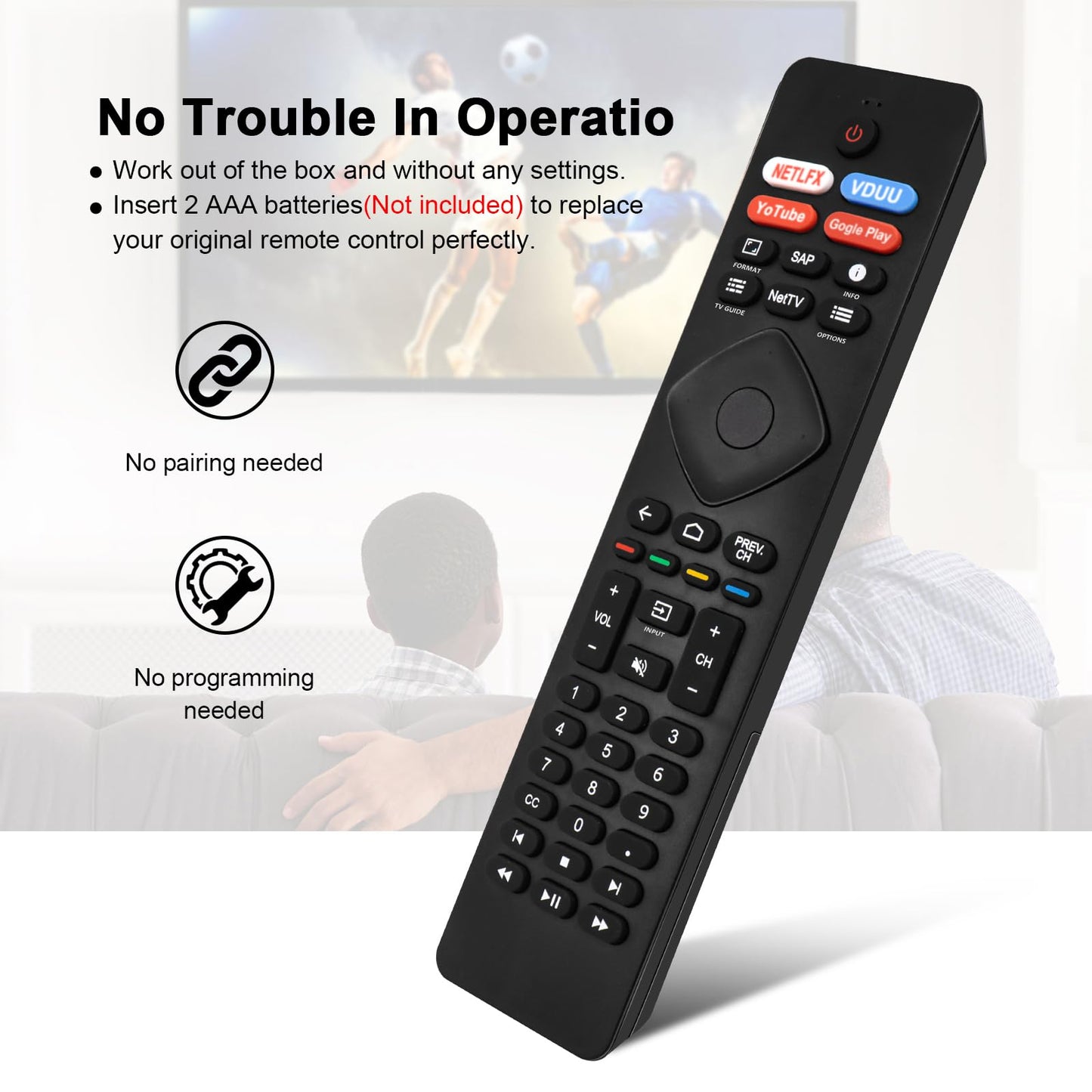 (Pack of 2) Replaced Remote Control Only for Roku TV Compatible with TCL Roku/for Hisense Roku/for Insignia Roku/for Onn Roku Smart TV (Not for Roku Stick and Box)