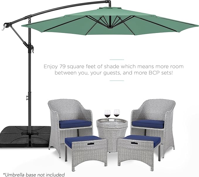 Best Choice Products 10ft Offset Cantilever Hanging Market Patio Umbrella, 8 Sturdy Ribs, Easy Adjustment - Seaglass