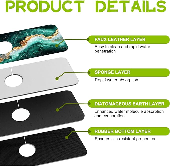 Kitchen Sink Splash Guard Faucet Mat Super Absorbent Fast Drying Mat Guard