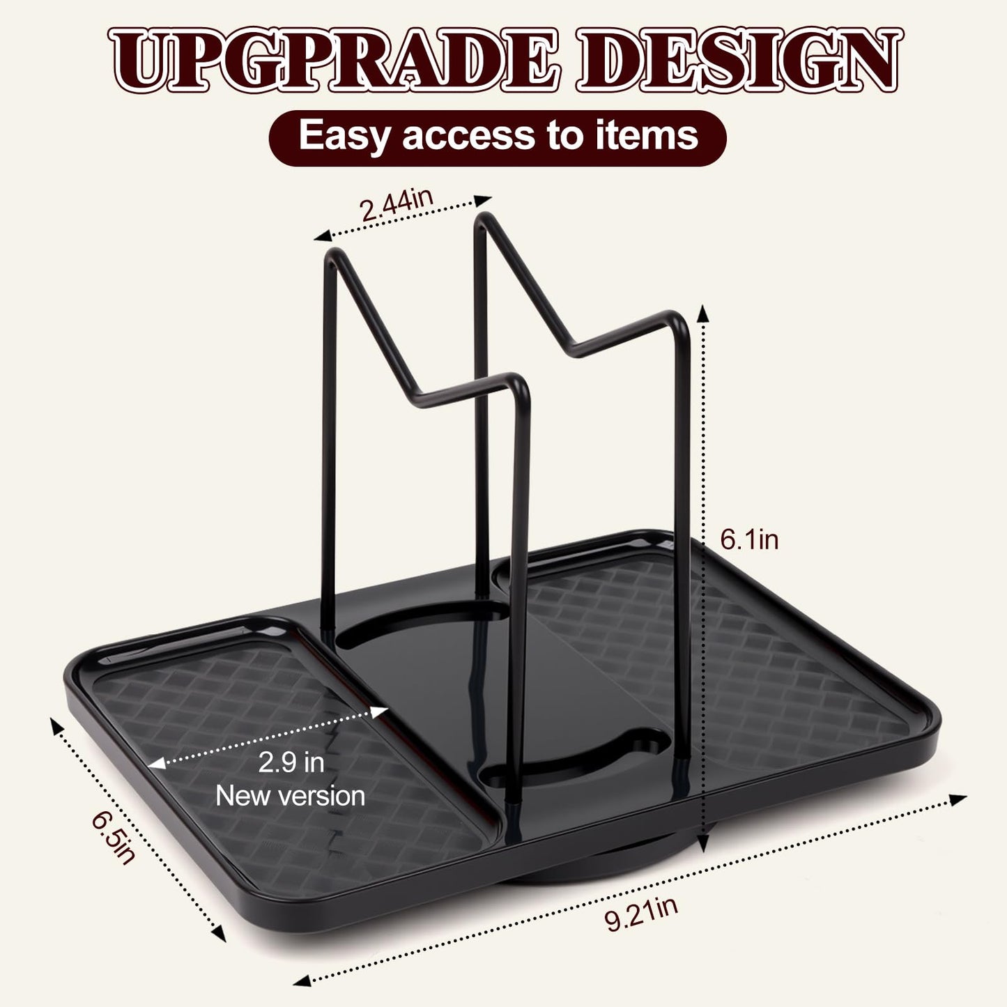 Rotating Napkin Holder for Table, Bamboo Standing Napkin Dispenser with Salt Pepper Shakers Caddy, Black Metal Paper Napkin Holders for Kitchen Dining Table Farmhouse Decor, Shakers Not Included