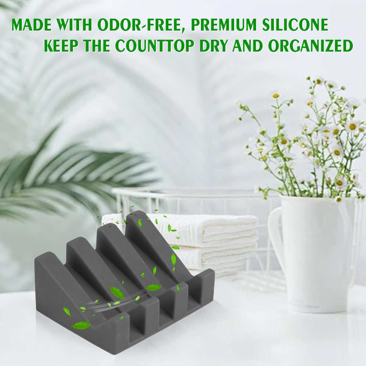 Coipdfty Self Draining Soap Dish Holder,Silicone Soap Dish,for Bathroom,Kitchen, Sponges，Can Extend Soap Life，Keep Soap Bars Dry and Easy Cleaning (Grey,1-Pack)