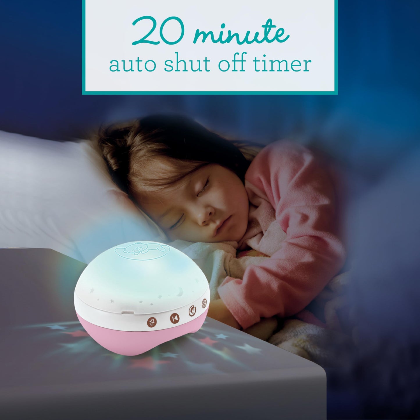 Infantino 3-in-1 Projector Musical Mobile, Convertible Mobile, Table & Cot Light Projector with Wake-Up Mode to Simulate Daylight, Includes 6 Melodies & 4 Nature Sounds, Dusty Rose