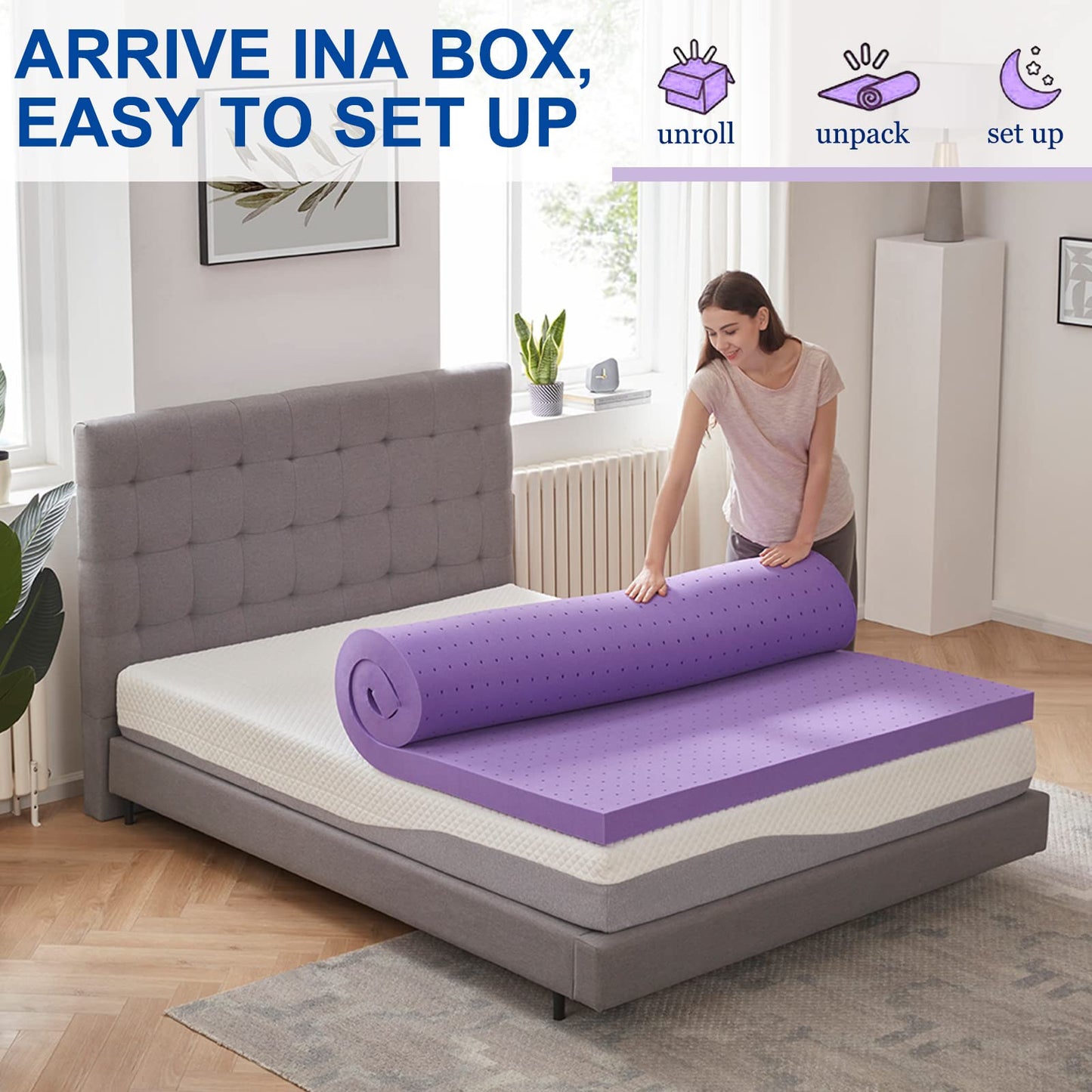SINWEEK 2 Inch Gel Memory Foam Mattress Topper Ventilated Soft Pressure Relieve Mattress Pad, Breathable Bed Topper, CertiPUR-US Certified, Twin Size