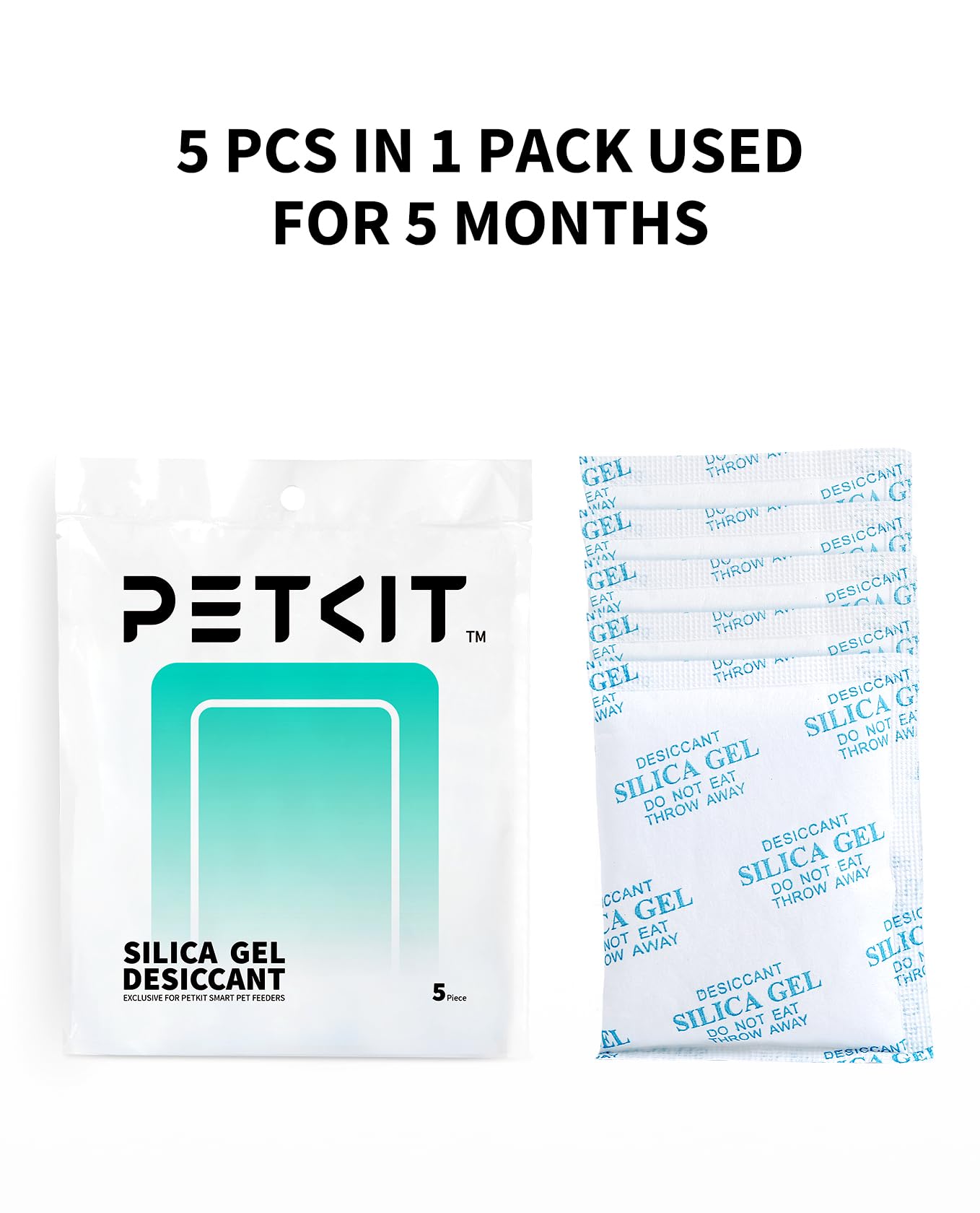 PETKIT Silica Gel Desiccant Sachets 30 Gram x 5 Packs for Smart Automatic Pet Feeders, Desiccant Replacement Bags for Cat Feeders to Keep Pet Food Dry and Fresh