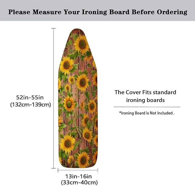 Sunflower Ironing Board Cover, Heavy Duty Padded Standard Size, Resist