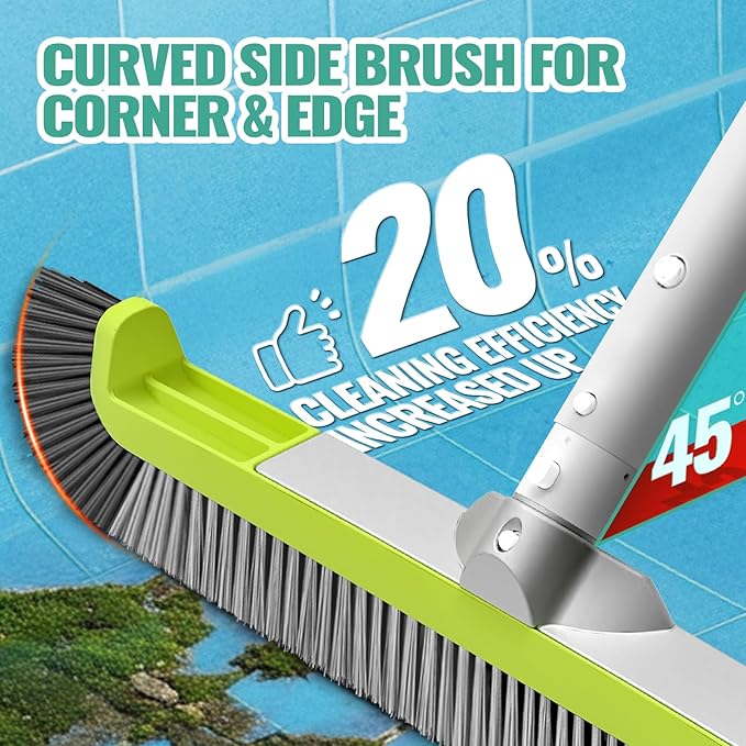 18" Pool Brush Head for Cleaning Swimming Pool Walls, Curved Ends