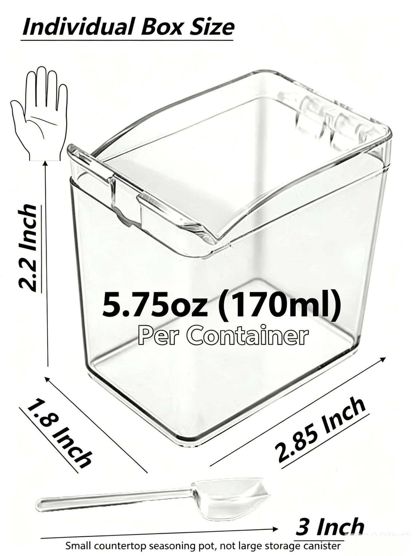 EOREA 4 Pack 5.75oz Plastic Clear Condiment Containers with Lids and Spoons