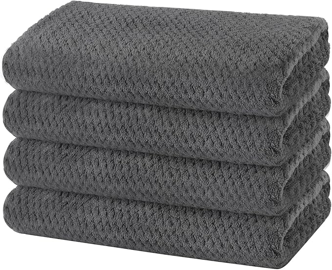 KinHwa Microfiber Hand Towels for Bathroom Soft and Absorbent Face Towels Grey