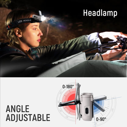 Hopedone LED Hard Hat Light, 800Lumens Rechargeable Dimmable Clip on Cap Lights, 180°Adjustable Hat Flashlight Headlamp Waterproof for Running, Camping, Hunting, Cycling (Black)