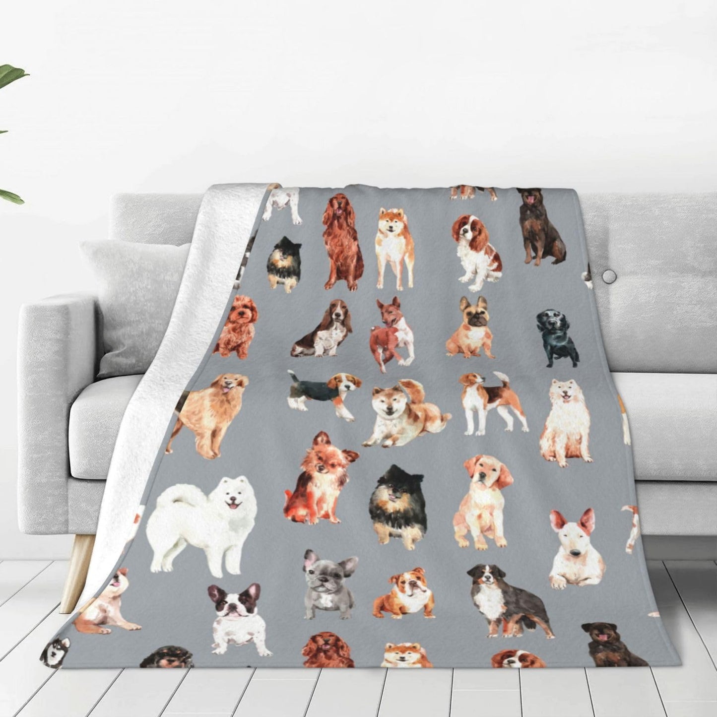 Cute Puppy Dog Throw Blanket Cozy Fluffy Plush Blanket Soft Flannel Throw Blanket for Kids Men Women Gift Sofa Bed Couch 50"x40" Christmas