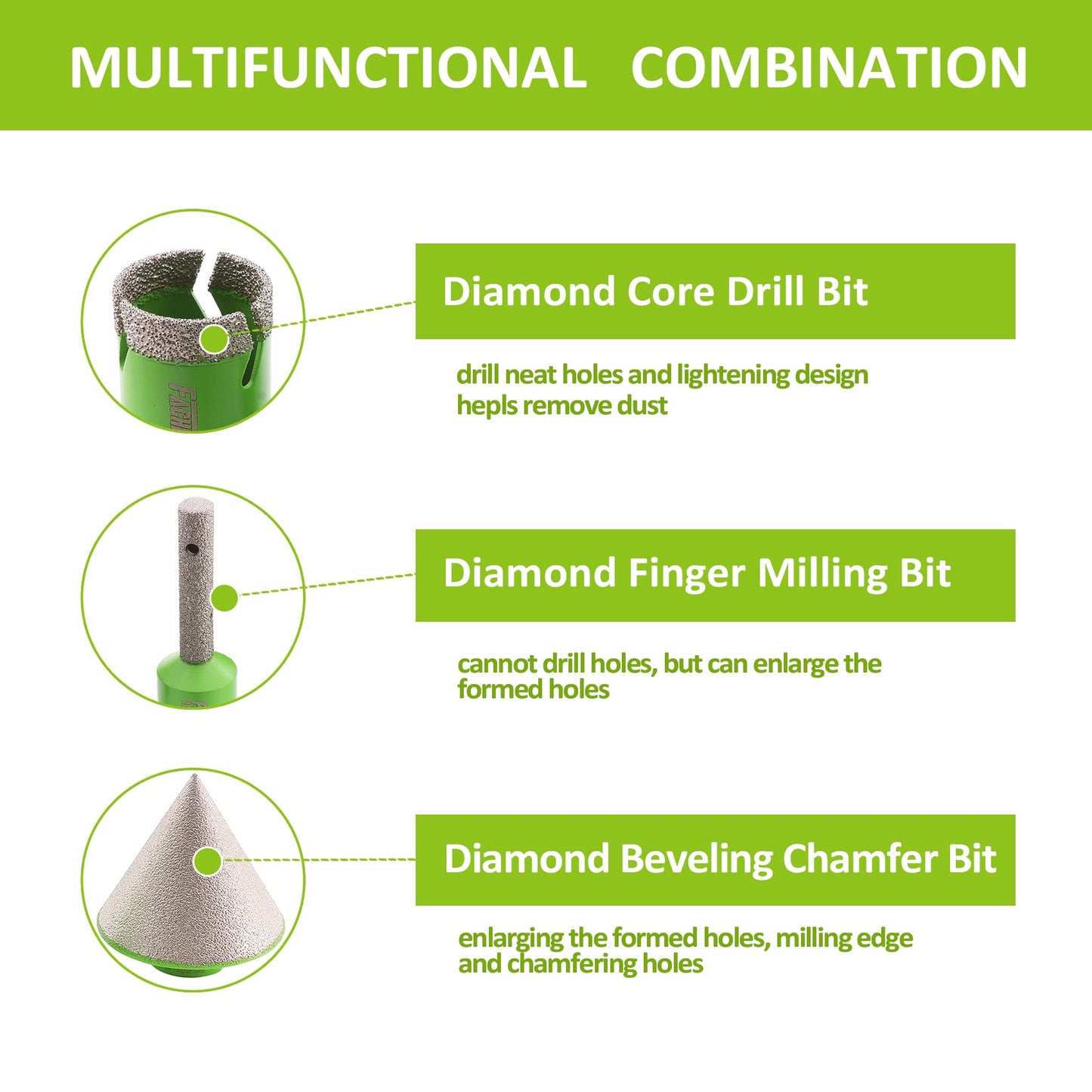 FACHLICH Diamond Core Drill Bits Set and FACHLICH Diamond Core Drill Bit - 6" Tile Hole Saw 152mm Diamond Hole Saw