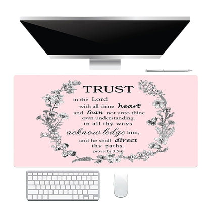 EOBTAIN Pink Large Mouse Pad Bible Verse Keyboard Mat 31.5x15.7 Inch Scripture XXL Extended Desk Mat Smooth Non-Slip Rubber Mousepad Relaxing Spiritual Desk Accessories for Office Home