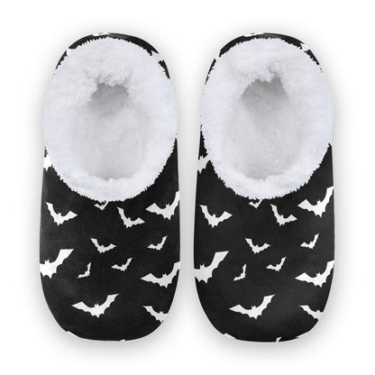 Umidedor Halloween Bats House Slippers Fuzzy Memory Foam Soft Slipper Socks for Woman Men, L Multi