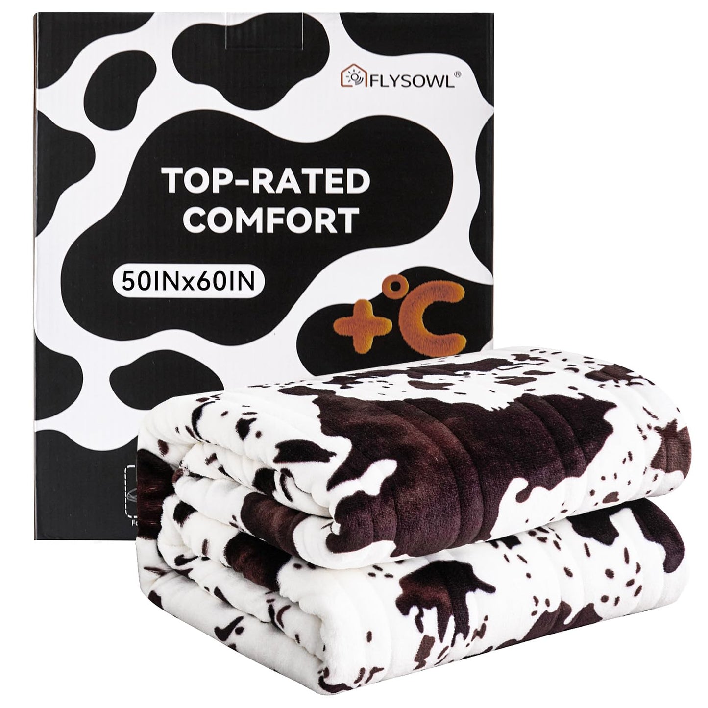 FLYSOWL Cow Print Blanket Throw All-Season Throw Warm Blanket Comforter Ultra Soft Blanket Cute Farmhouse Decor for Bed/Couch/Travel/Office Gift for Women & Girls 50x60 Inches