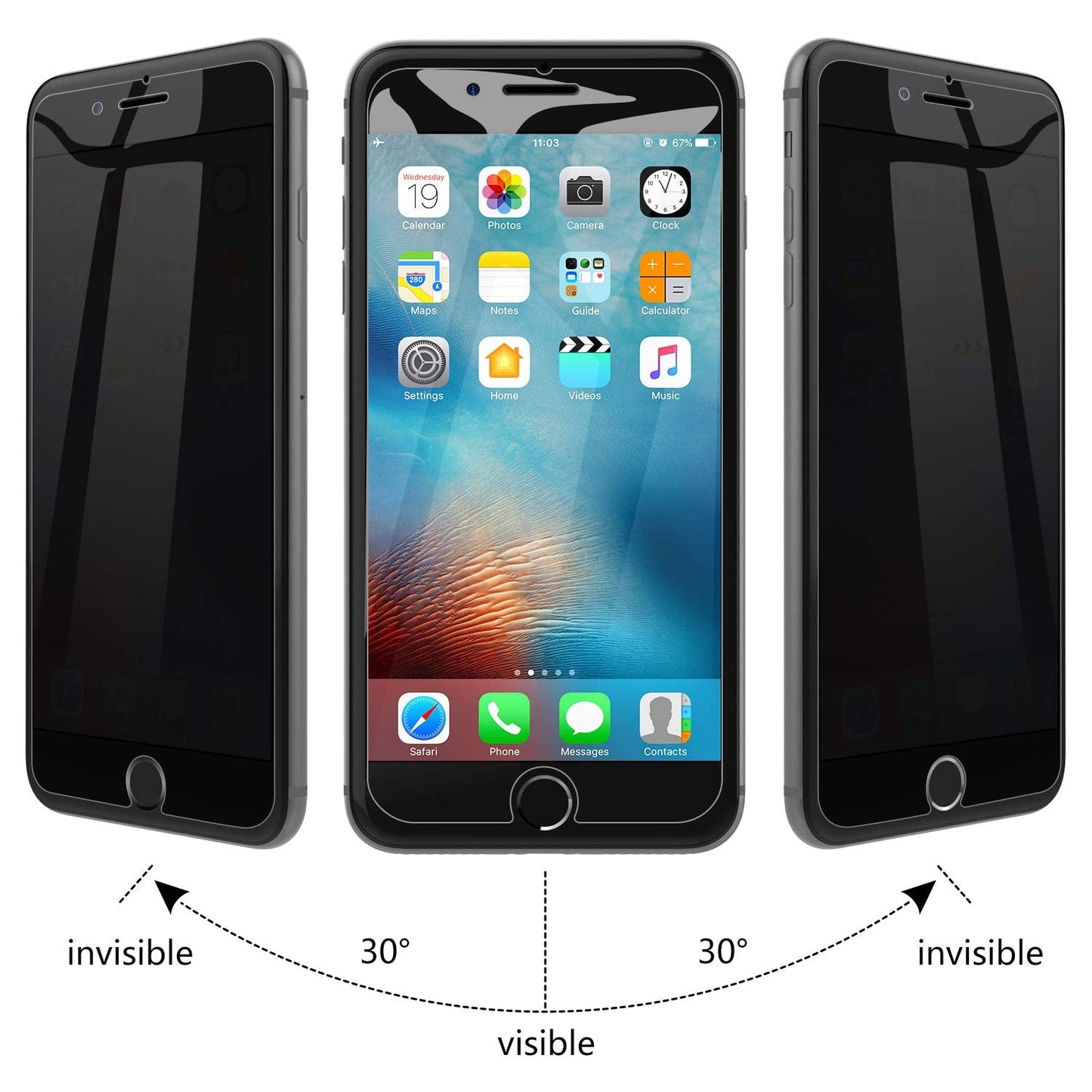 JETech Privacy Screen Protector for iPhone 11 and iPhone XR 6.1-Inch, Anti Spy Tempered Glass Film, 2-Pack
