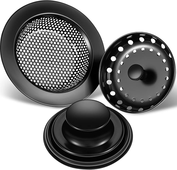 Mudder 3 Pcs Kitchen Sink Drain Strainer and Stopper Stainless Steel Garbage