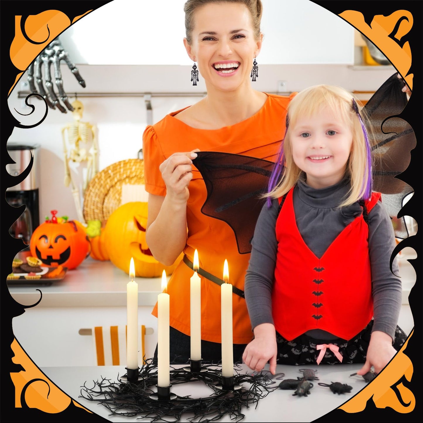 Beeveer Halloween Candle Holder 17 Inch Gothic Black Branches Candlestick Black Candelabra Spooky Halloween Candle Stick Holder for Desktop Dinner Party Wedding Table Centerpieces