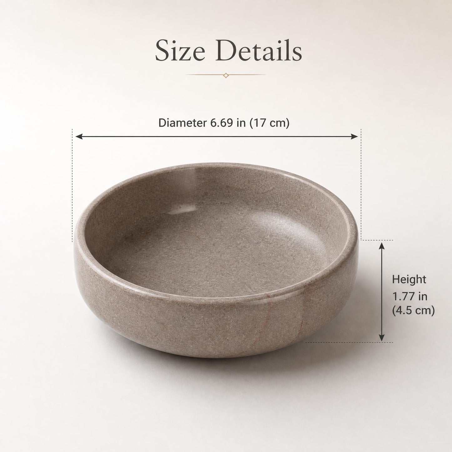 NEAMVCT Natural Marble Decorative Bowl 17cm 4.5cm Height, Multifunctional Serving Bowl for Jewelry, Keys, Candy, Snacks, Fruits Modern Home Decor for Entryway, Coffee Table, Bedroom
