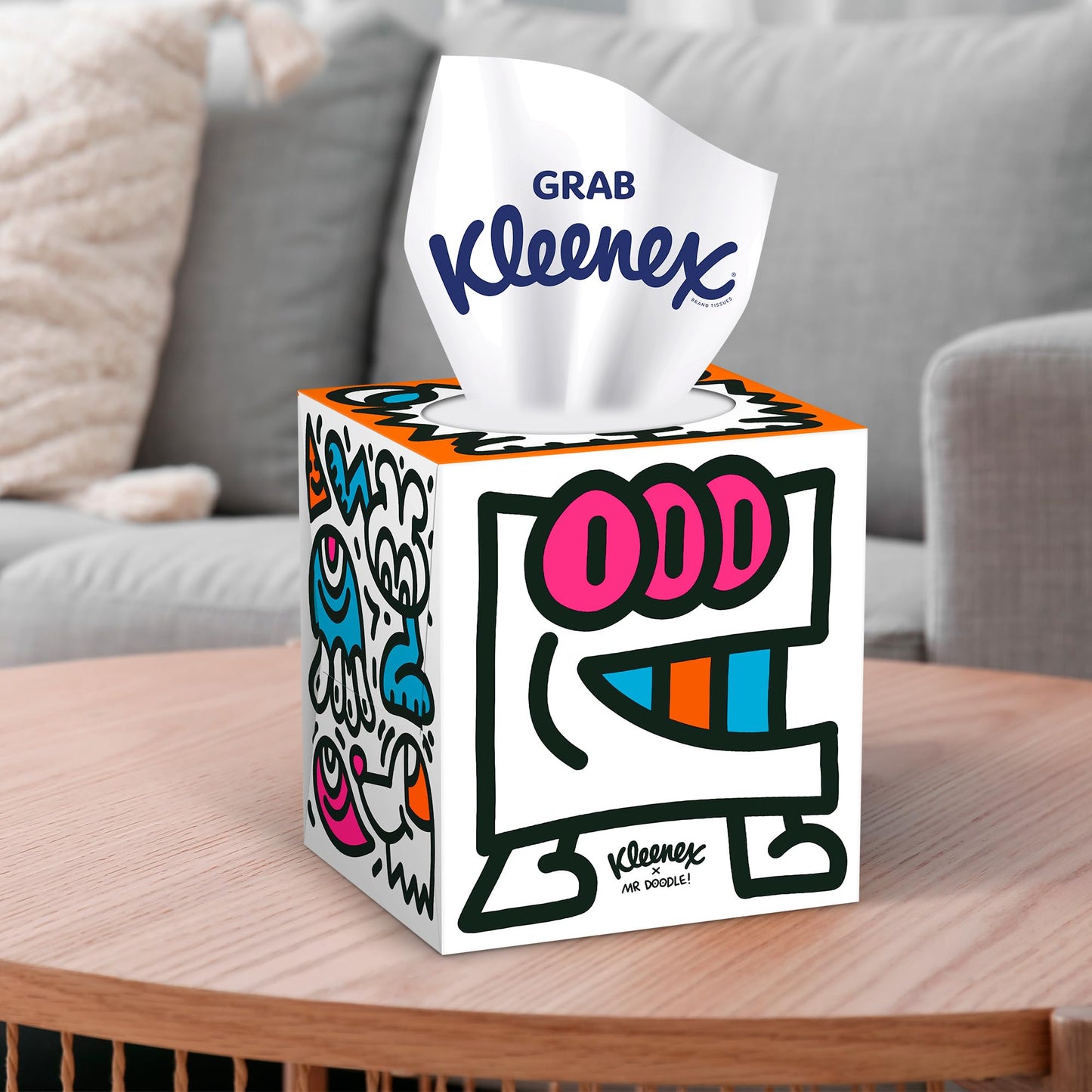 Kleenex x Mr Doodle Limited Edition Design Multipack Facial Tissues - 12 Cube Tissue Boxes, Designed in Collaboration with Mr Doodle, Made to Look Beautiful in The Home.