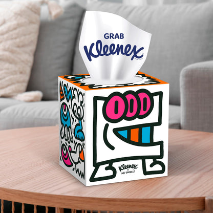 Kleenex x Mr Doodle Limited Edition Design Multipack Facial Tissues - 12 Cube Tissue Boxes, Designed in Collaboration with Mr Doodle, Made to Look Beautiful in The Home.