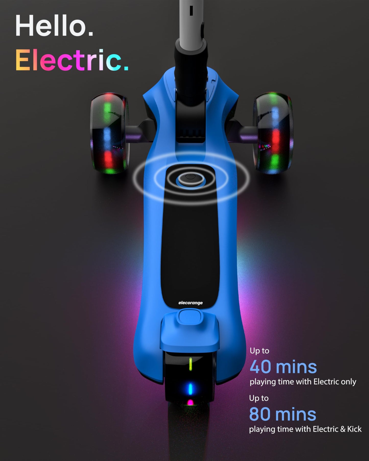 Elecorange T200 Kids Electric Scooter Ages 4-9, 3 Wheel Electric Scooters for Kids, Light Up Wheel, Flashing Deck, Long Range Rechargeable Battery, Princess Scooter Girls, Pink
