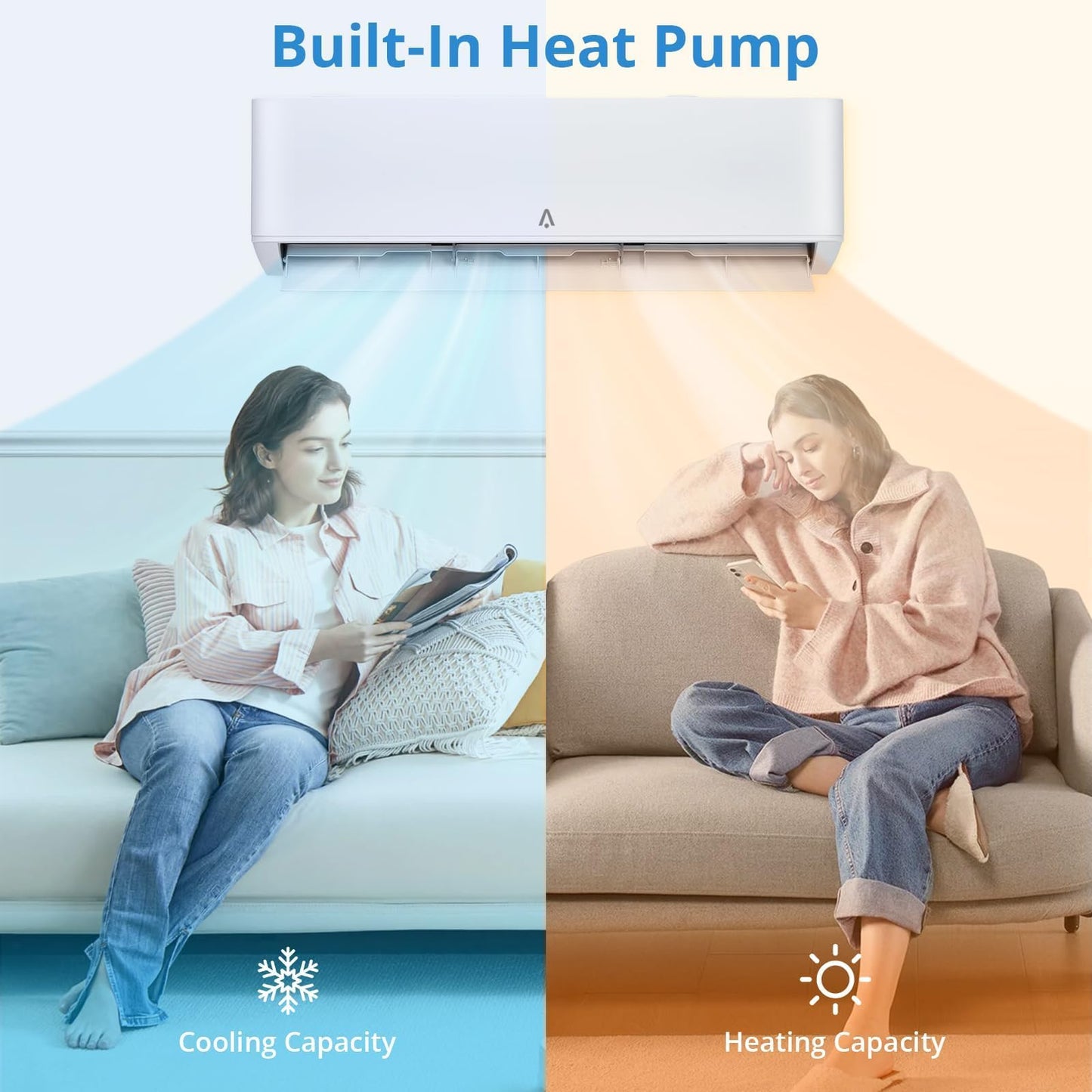 24,000 BTU Mini Split Air Conditioner & Heater, 230V Inverter AC with WiFi, Remote, Ultra-Quiet, Energy Efficient, Cools & Heats Up to 1,500 Sq.ft., 21 SEER