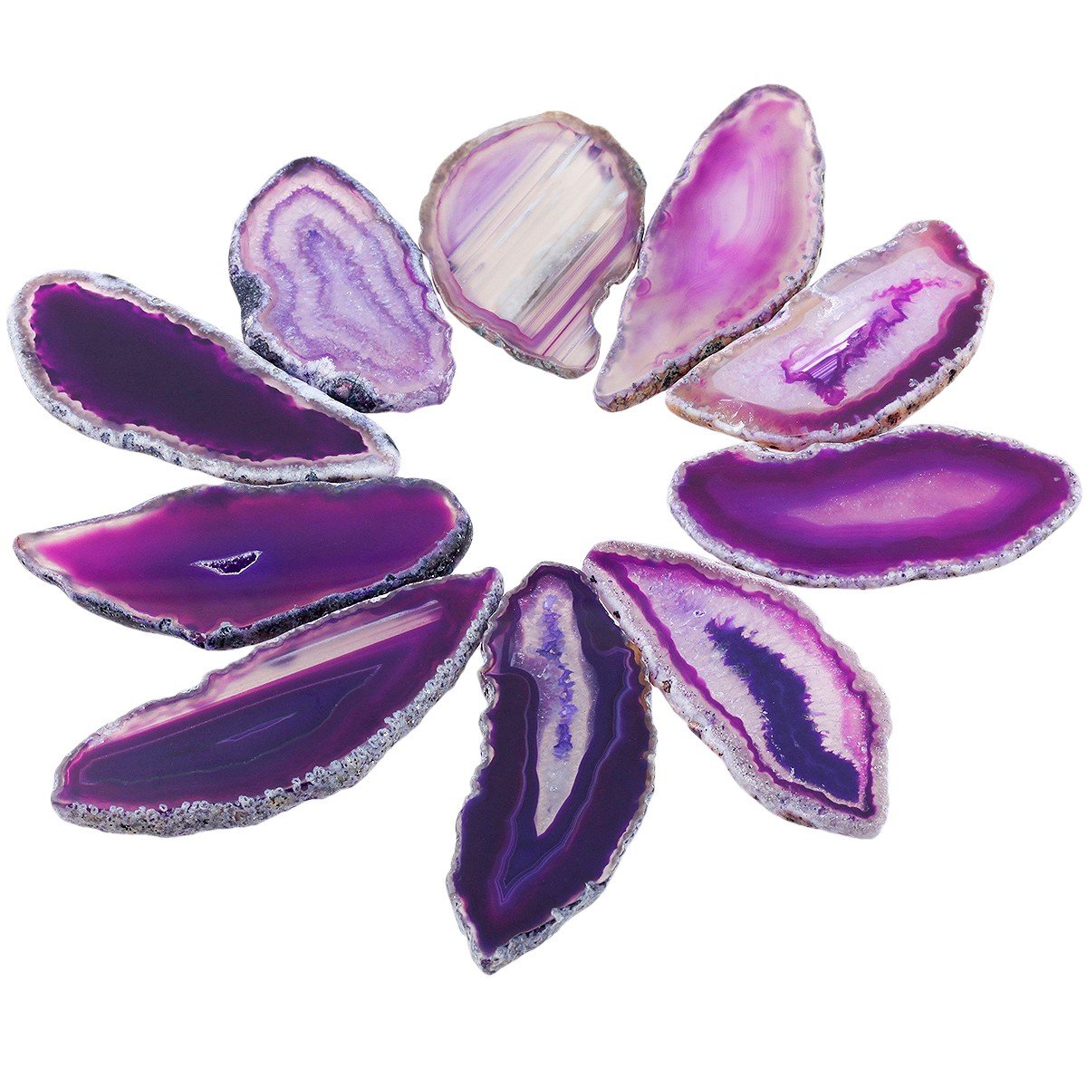 rockcloud 10 Pcs Agate Light Table Slices, Healing Crystals Geode Stones,Irregular Home Decoration Jewelry Making,Purple