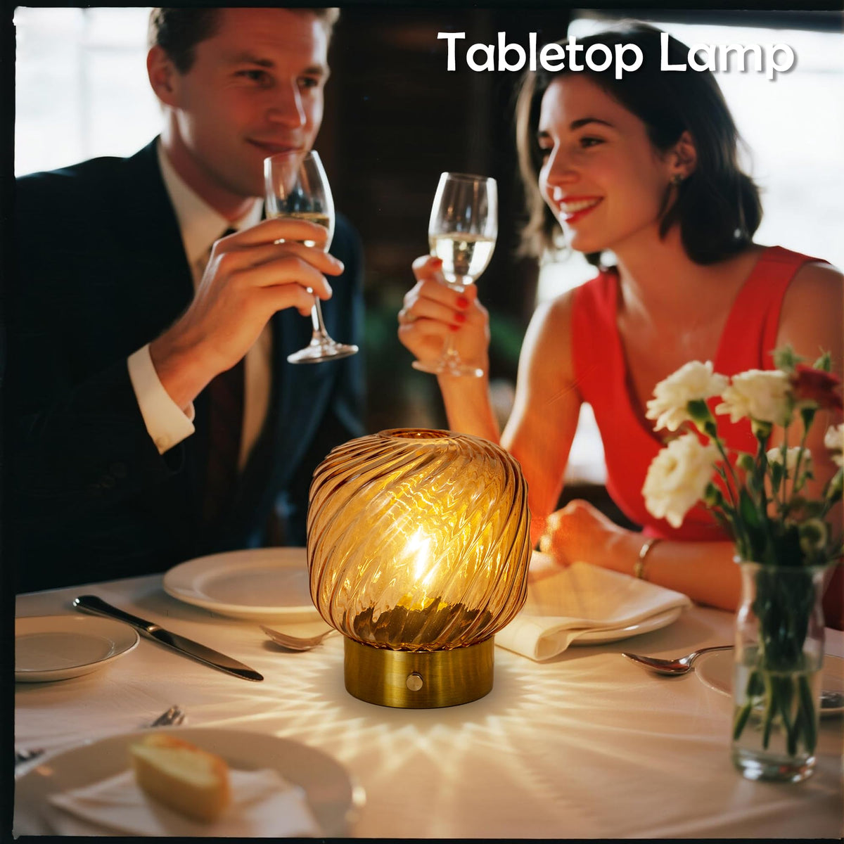 LUSHARBOR Battery Operated Table Lamp with Timer, Stepless Dimming Small Bedside Lamp Battery Powered Cordless Lamp for Home Decor Entryway/Living Room/Coffee Table/Shelf Amber
