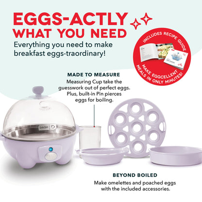 DASH Rapid Egg Cooker: 6 Egg Capacity Electric Egg Cooker for Hard Boiled Eggs, Poached Eggs, Scrambled Eggs, or Omelets with Auto Shut Off Feature - Aqua, 5.5 Inch (DEC005AQ)
