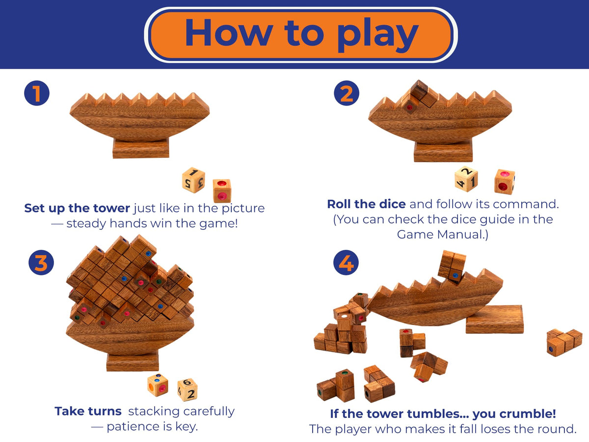 BSIRI Wooden Balance Stacking Tower - Classic Family Game Night for Adults & Seniors Stacker Blocks Table Fun Board Games for Party Balancing Drop Stack Building Block Toys for Gifts Set Towerstack