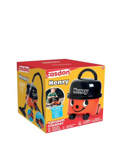 Casdon Henry & Hetty Toys - Henry Vacuum Cleaner - Red Vacuum Cleaning Toy with Real Function & Nozzle Accessories - Kids Cleaning Set - For Children Aged 3+
