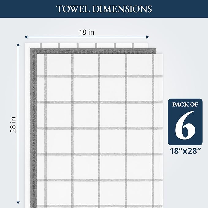 LANE LINEN Cotton Kitchen Towels and Dish Cloths Set, Quick-Drying Dish Towel