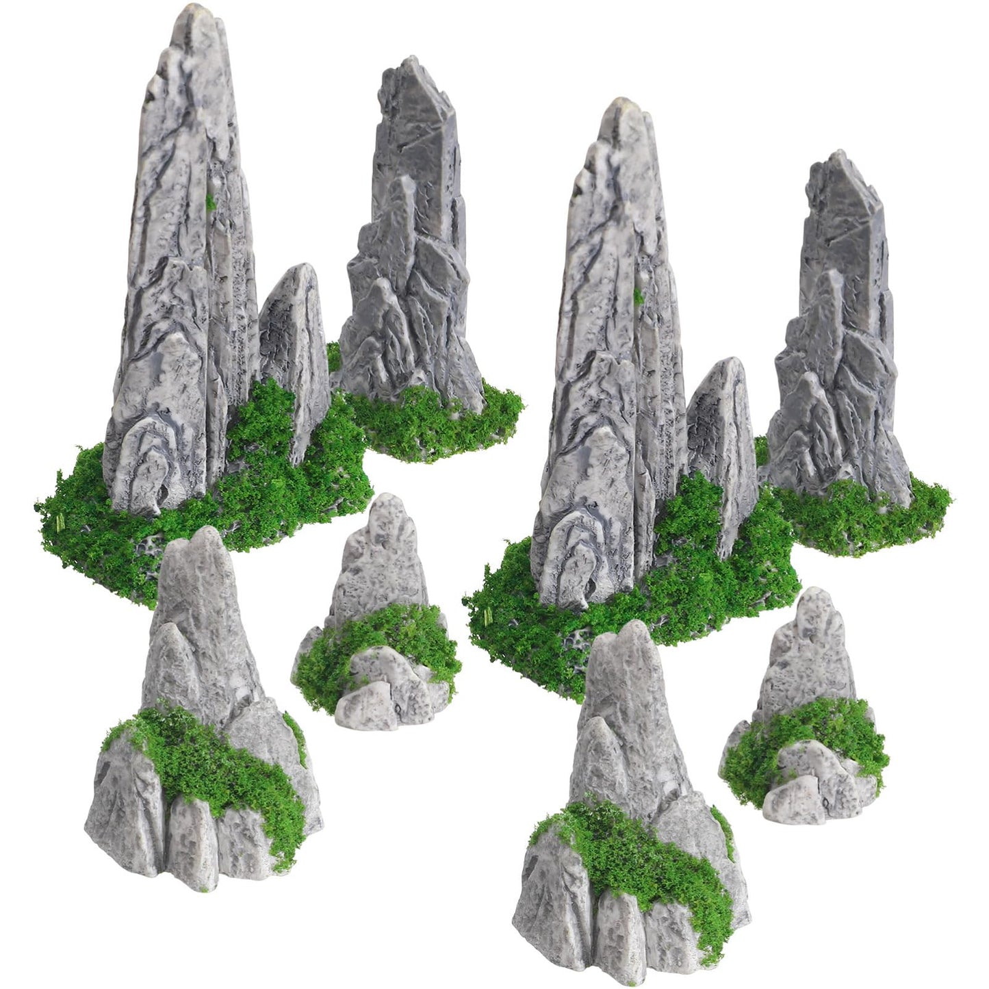 8Pcs Mini Rockery Zen Garden Accessories, Miniature Mountain Terrarium Decor for Bonsai Tree, Realistic Resin Rocks Figurines for Fairy Garden, DIY Plant Pot