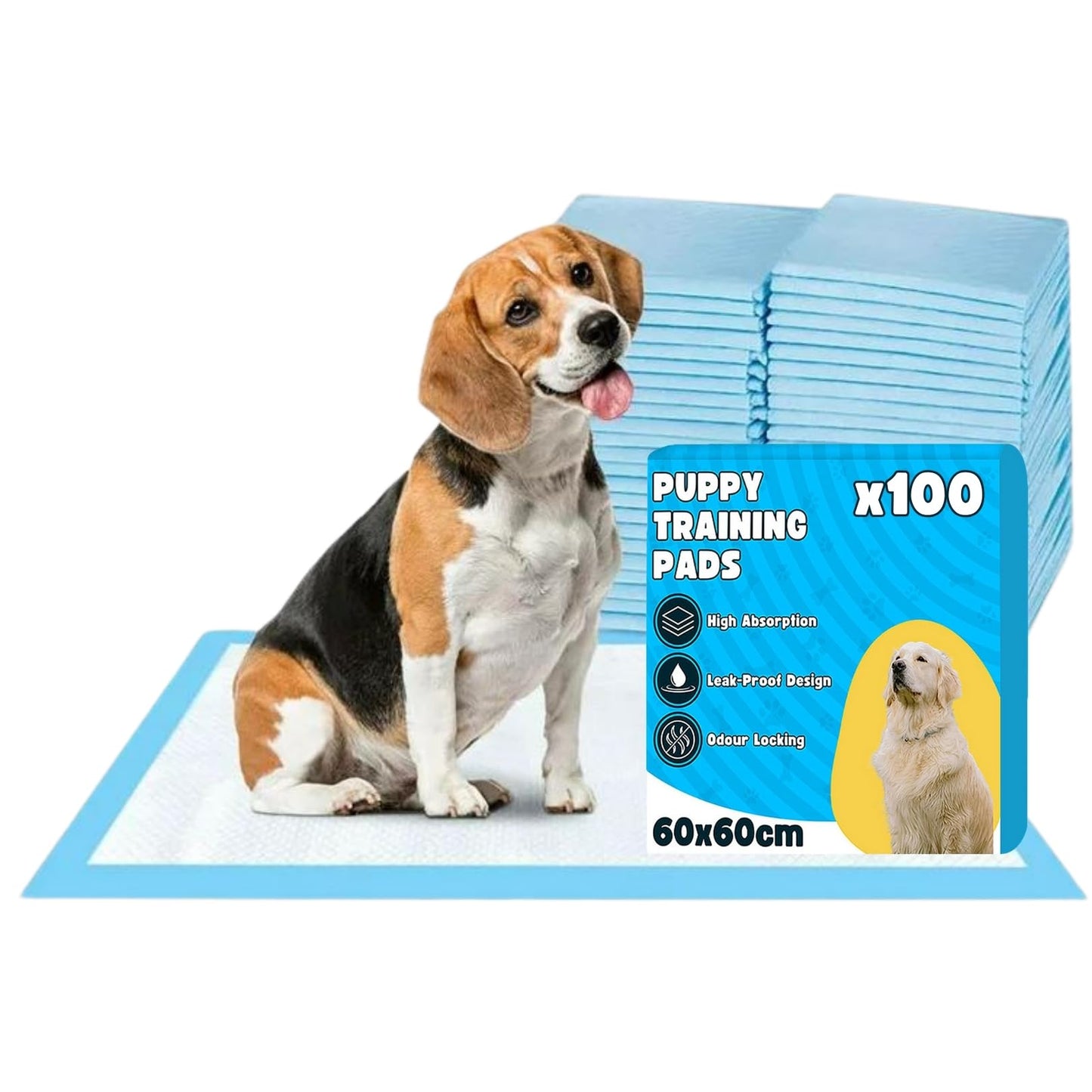 Bazaar Large Puppy Pads 100 Pack Disposable Puppy Training Pads 60x60cm | Highly Absorbent Leak-Proof Dog Training Pads | Premium Quality Quick-Dry Dog Pads (60x60cm - 100 Count)