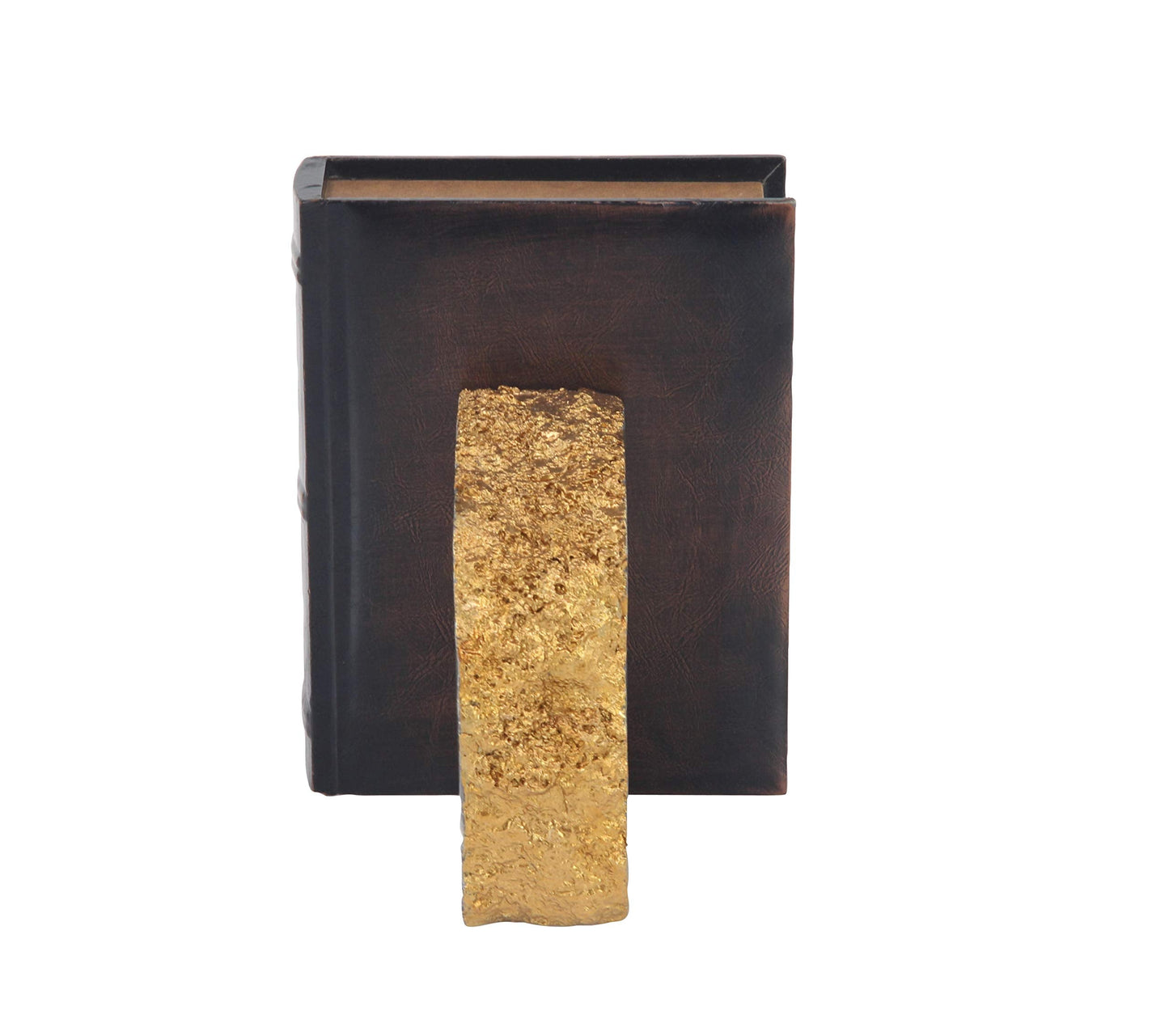 CosmoLiving by Cosmopolitan Polystone Geode Bookends with Gold Detailing, Set of 2 5"W, 7"H, Gray