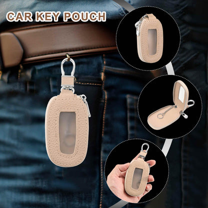 HARFINGTON 2Pcs Universal Premium Car Key Fob Case Genuine Leather Key Fob Protector Cover Smart Key Fob Holder for Remote Key Fob, Pink