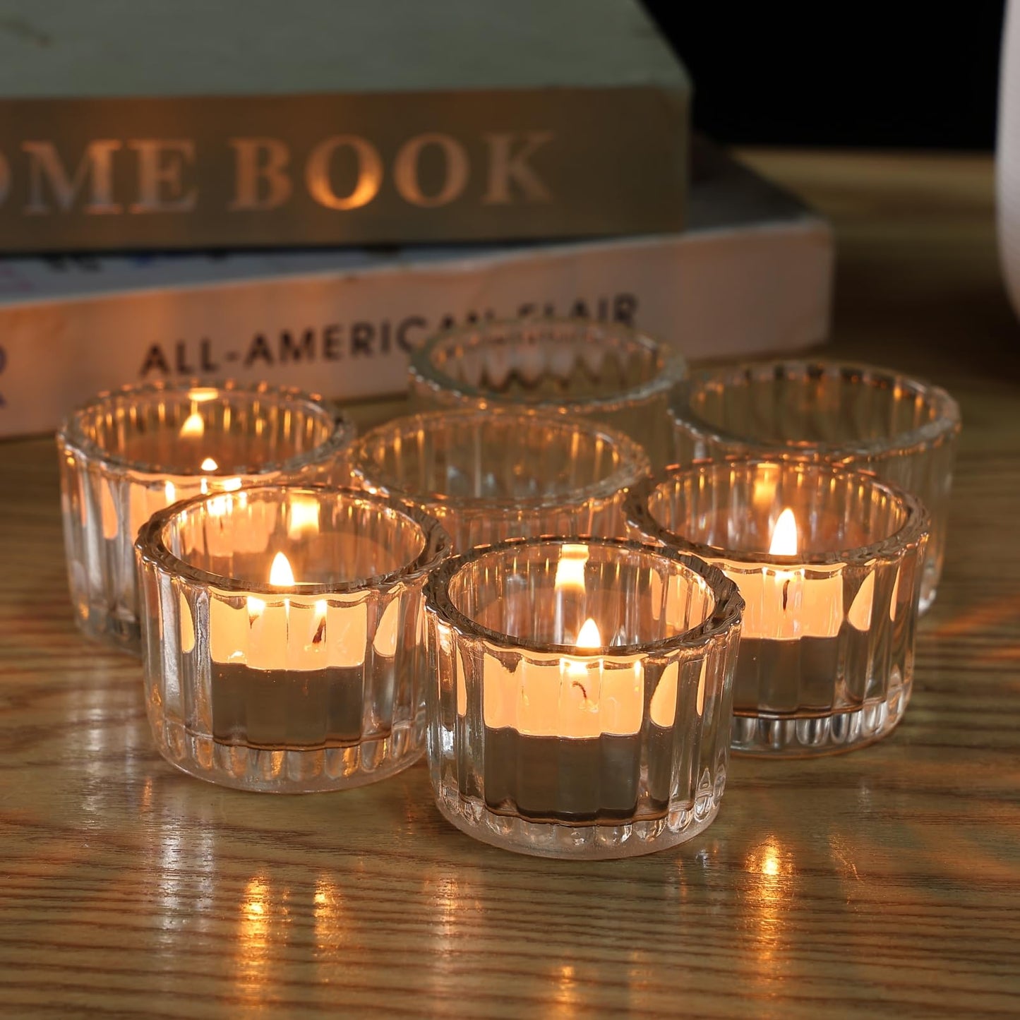 Tealight Candle Holder Set of 24, Clear Tea Light Candle Holder Glass for Wedding Decor, Tea Light Holders Bulk for Home Decor (Clear)